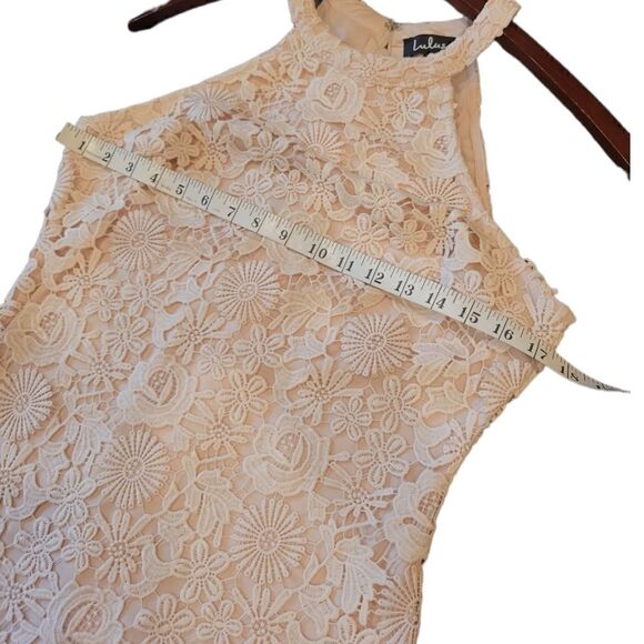 NWOT Lulus Love Poem Blush Pink Lace Crochet Look Mini Dress L - Picture 11 of 16